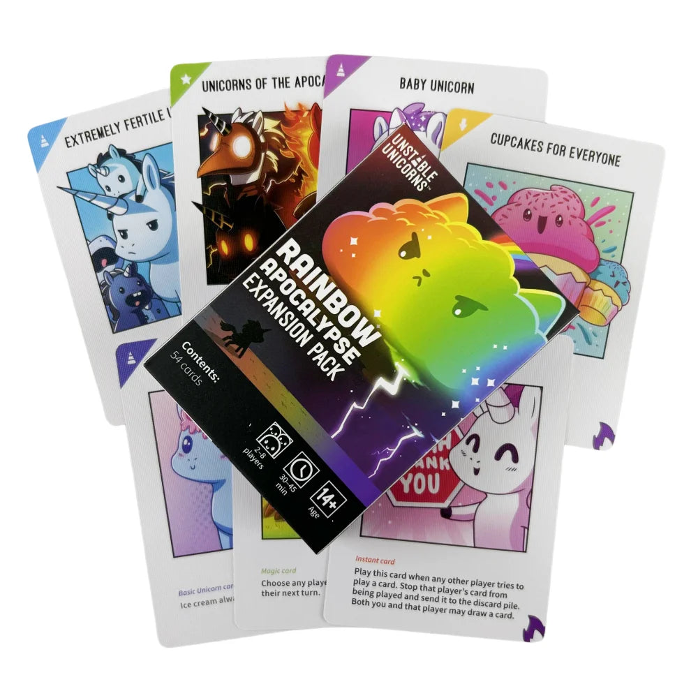Happy Little Dinosaurs Card Game EXPANSION Pack Party Play Unicorns Cards Board Deck DS20G-Rainbow