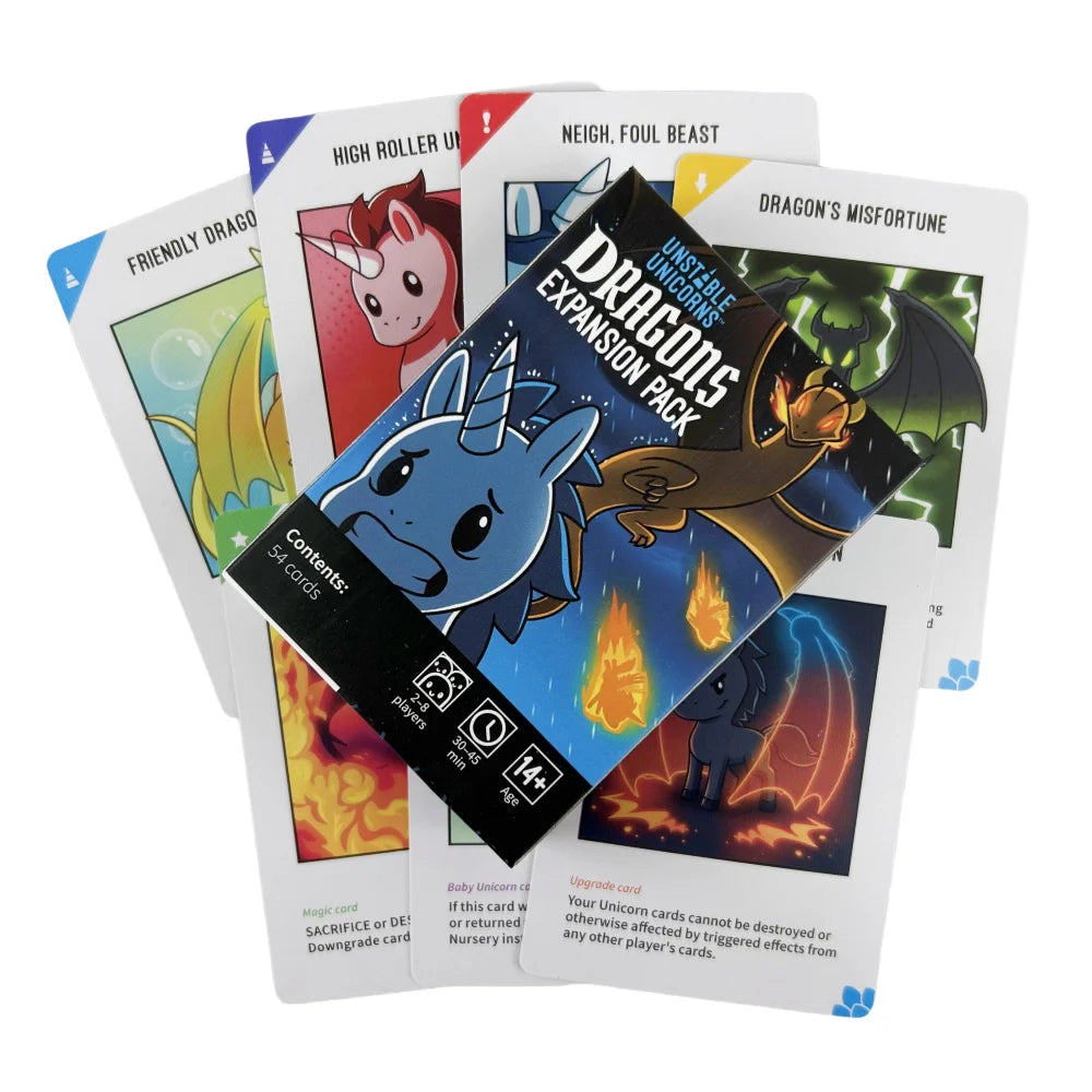 Happy Little Dinosaurs Card Game EXPANSION Pack Party Play Unicorns Cards Board Deck DS20C-Dragons