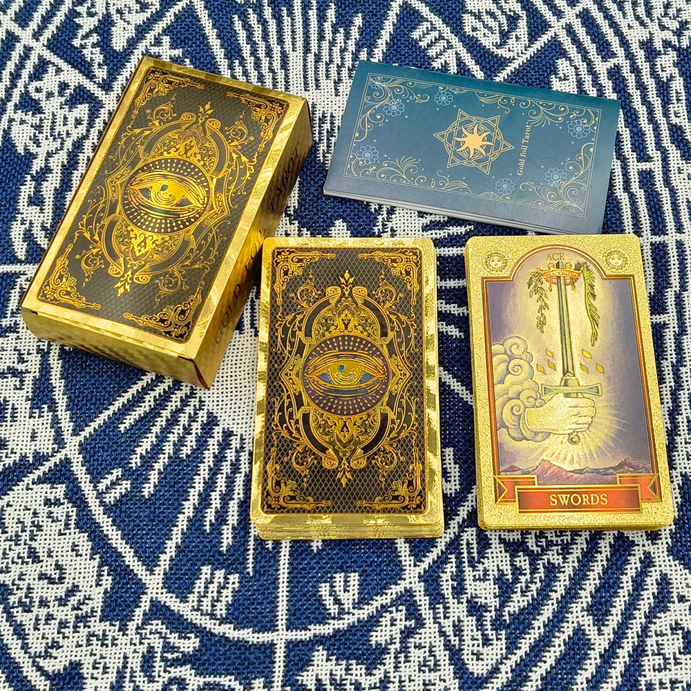 Terrific Gold Plastic Tarot Cards Marvellous Predictive Divination Board Games Waterproof Astrology Oracle Deck With Booklet Wisdom eye