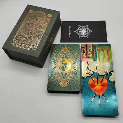 New Gold Tarot Cards Beautiful Waterproof Deck Mystery Board Game Colorful Divination Oracle With Gift Box 1