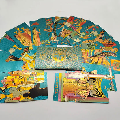 New Gold Tarot Cards Beautiful Waterproof Deck Mystery Board Game Colorful Divination Oracle With Gift Box 3