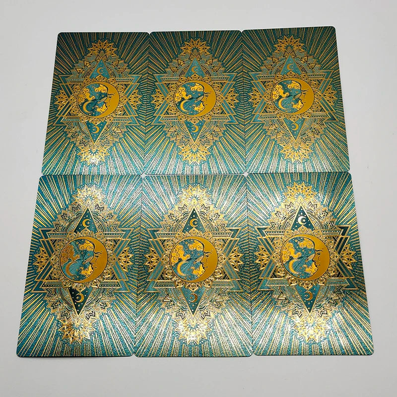 New Gold Tarot Cards Beautiful Waterproof Deck Mystery Board Game Colorful Divination Oracle With Gift Box 5