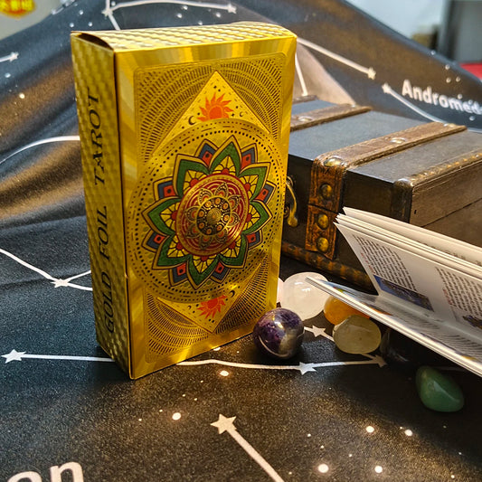 Terrific Gold Plastic Tarot Cards Marvellous Predictive Divination Board Games Waterproof Astrology Oracle Deck With Booklet 2